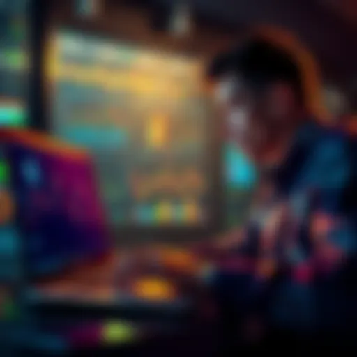 A person looking at Ethereum charts and discussions on a laptop, contemplating an investment decision.