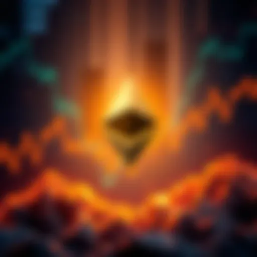 A visual representation of Ethereum's price drop from $3,700 to $2,700, showing a downward trend with a focus on a digital Ethereum logo.