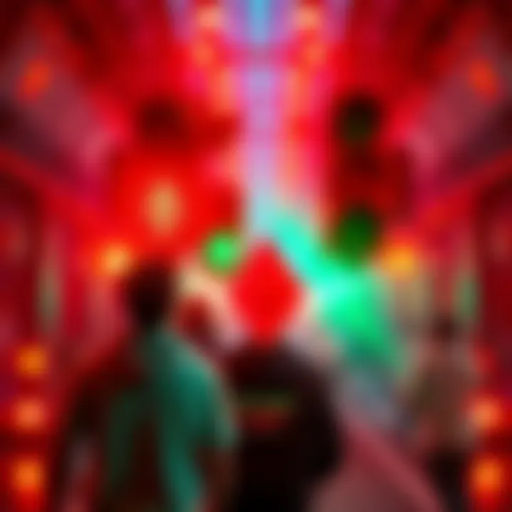 Participants predicting Ethereum price movements in a Red Light Green Light game setting, with traffic lights in the background