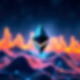 Ethereum logo with a digital graph showing rise in stablecoin transfers at $31 billion