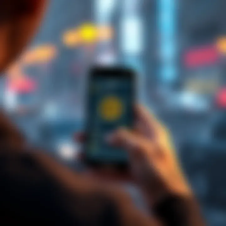 A person holding a smartphone displaying the Exodus wallet interface, showcasing its features.