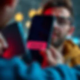 A close-up of a smartphone showing a failed transaction message on the Banxa platform while a person looks frustrated, indicating issues with purchasing.