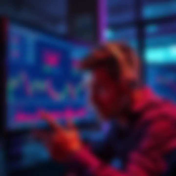 A frustrated person looking at a trading screen showing an open stop limit sell order that did not trigger as the price dropped below the set limit.