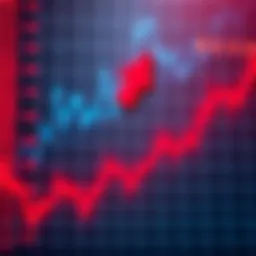Financial Market Downward Trend Chart showing a sharp decline in financial market indices with a red downward arrow