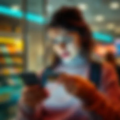 A person looking at their smartphone in disappointment while holding their bank card, frustrated with the contactless payment limit imposed by their bank.