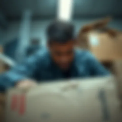 A tired seller looks stressed while packing boxes, symbolizing the decision to sell their assets and end ongoing frustrations.