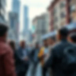 A group of people discussing the GCV Cartel in an urban environment, showcasing their concerns and opinions.