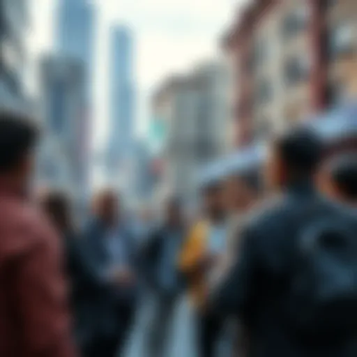 A group of people discussing the GCV Cartel in an urban environment, showcasing their concerns and opinions.