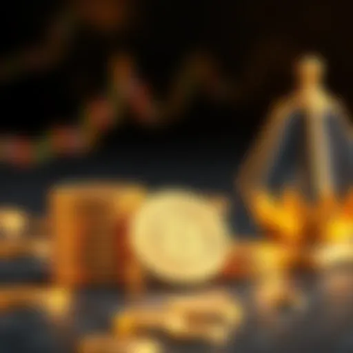 A stack of gold coins next to a digital currency symbol representing Gold (Legacy) on Uphold, showcasing the blend of traditional and modern investment.
