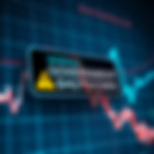 Graph showing declining market trends with a warning label about government shutdown effects on economy