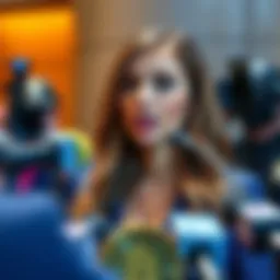 Haliey Welch at a press conference discussing her experience with the FBI related to a cryptocurrency scandal