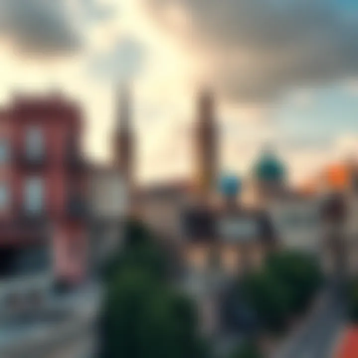 A view of old buildings and landmarks in Byronia showcasing its rich history and culture.