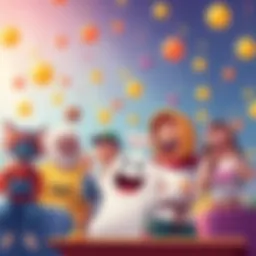 A colorful illustration of funny Honeygain-themed memes with characters and rewards shown, highlighting the contest for participants.
