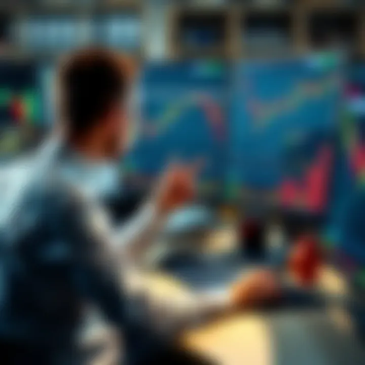 A person analyzing stock market graphs on a computer screen, ready to make investment decisions during a market dip.