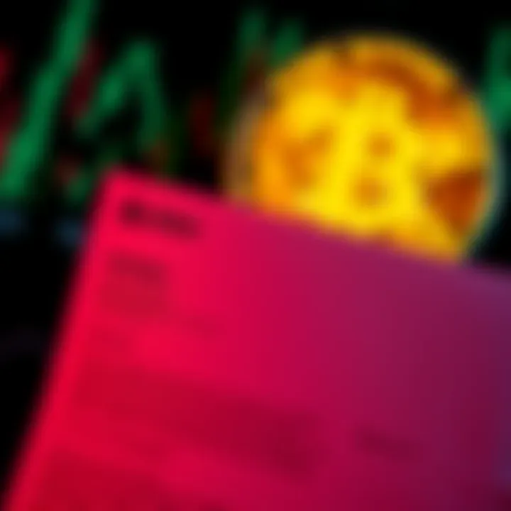 A close-up of an IRS warning letter about tax compliance for Bitcoin users, with a Bitcoin symbol in the background.