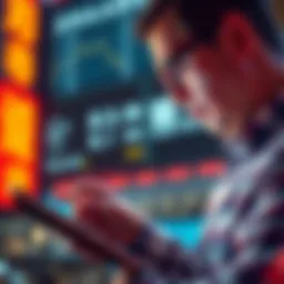 A businessman examines a digital tablet showing stablecoin graphics, symbolizing JD.com's pursuit of global licenses for digital payments in e-commerce.