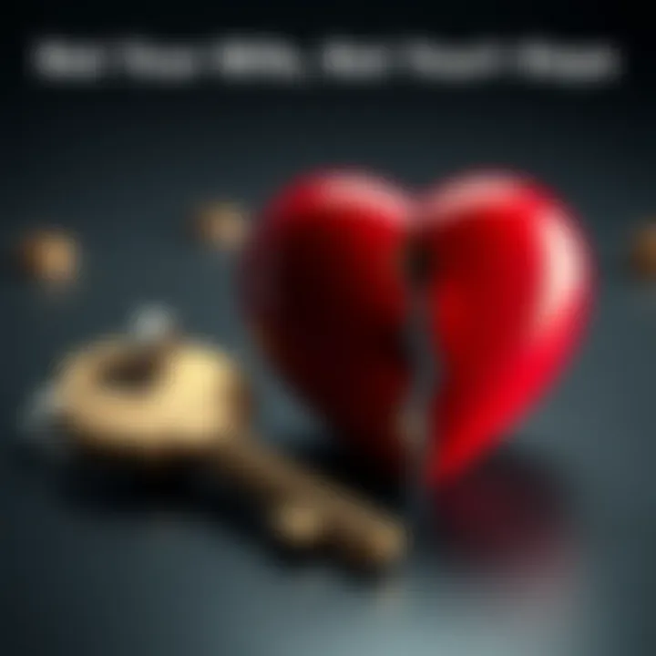 Keys and a Broken Heart A pair of keys lying next to a broken heart symbol, representing boundaries in personal relationships.