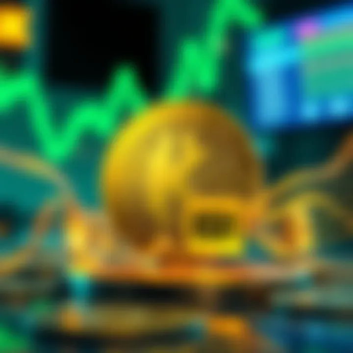 A graphic showing the USD1 stablecoin with the Kucoin logo, symbolizing the launch event, featuring green and gold colors representing finance.