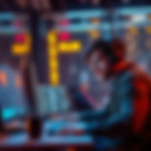 A developer working on a computer, researching cryptocurrency launch on the Solana blockchain.