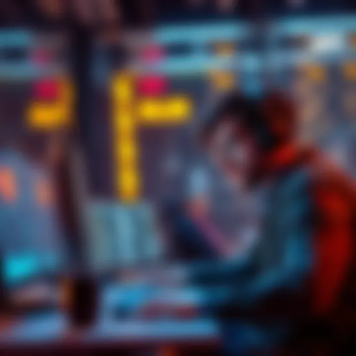 A developer working on a computer, researching cryptocurrency launch on the Solana blockchain.