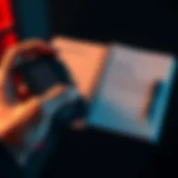 A person holding a Ledger wallet with a notebook displaying a seed phrase beside it, symbolizing cryptocurrency storage and security.