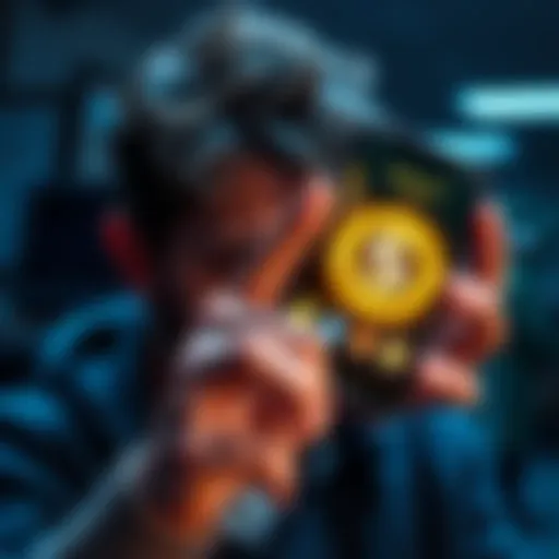 A person looking distressed while holding a smartphone showing a declining cryptocurrency value, representing a $6 million loss in a stablecoin swap.