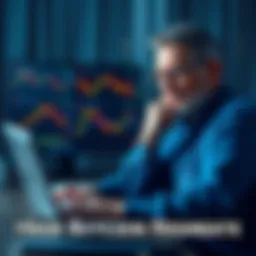 A 60-year-old man sitting thoughtfully in front of a laptop showing Bitcoin charts, expressing regret over past investment decisions.