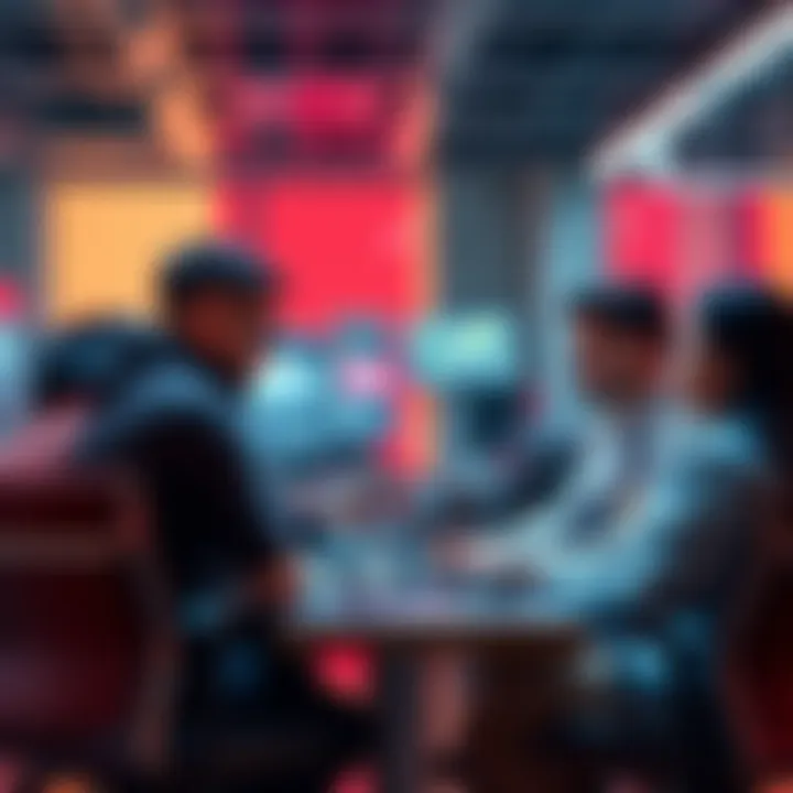 A group of developers discussing ideas and strategies for memecoins in a casual setting