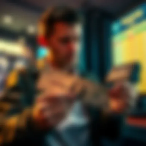 Individual checks bank account as paycheck arrives, contemplating cryptocurrency investments