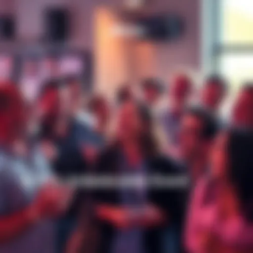 A group of people engaging in lively discussions, showing excitement and surprise about a recent event. Some are smiling, while others look thoughtful, indicating various reactions.
