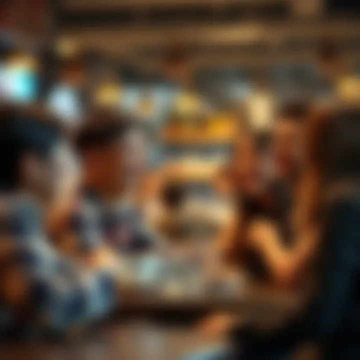 A group of friends laughing together while sharing stories at a coffee shop.