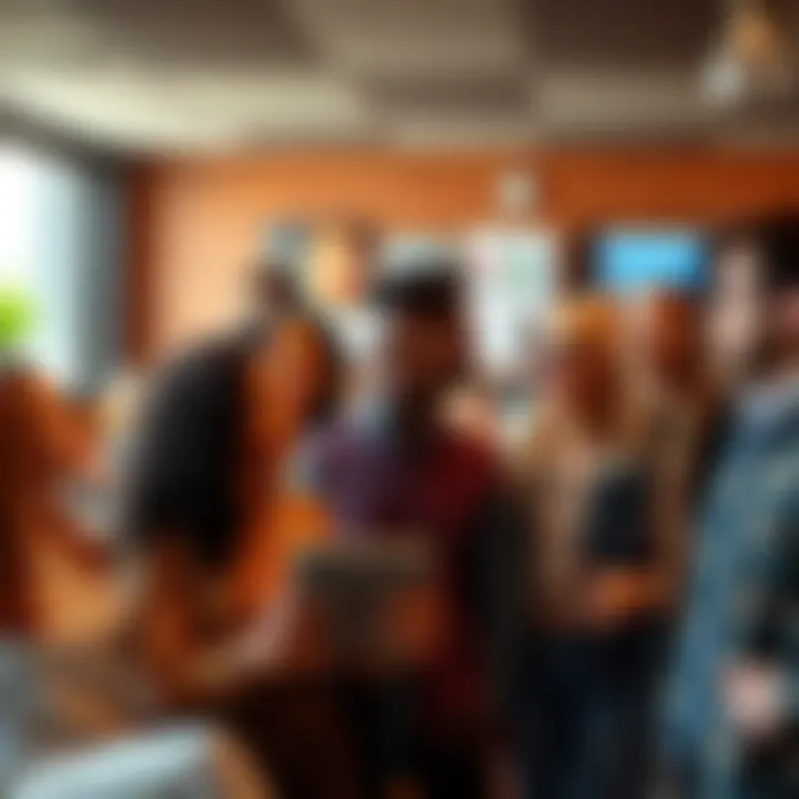 A group of diverse individuals discussing their online identities in a lively setting, showcasing their personal styles and expressions.