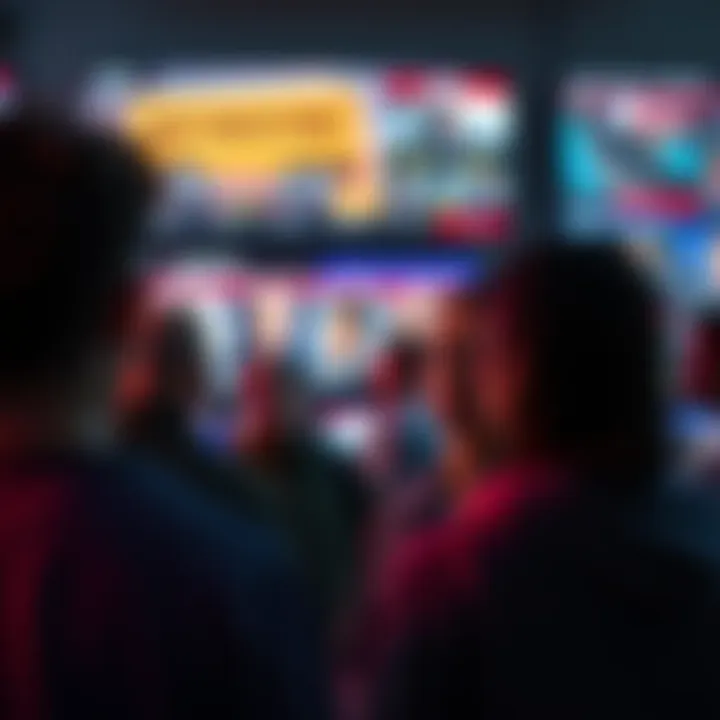 People looking worried A group of people with concerned expressions watching news updates on a screen, showcasing rising tensions in current events.