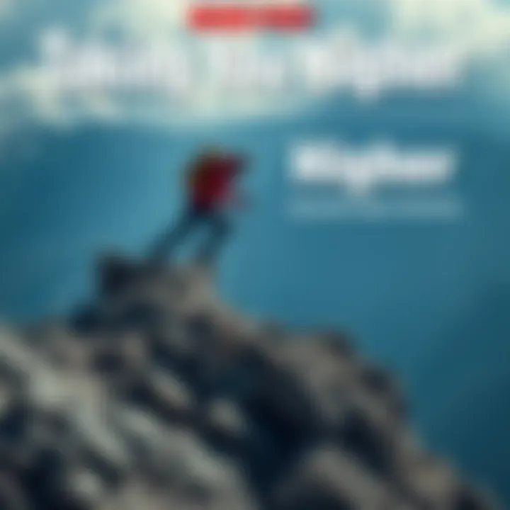 A determined person climbing a rocky mountain, symbolizing the pursuit of success and personal growth.
