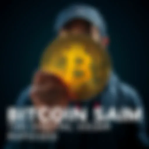 A person holds a large Bitcoin symbol with a questioning expression, reflecting skepticism about its value.