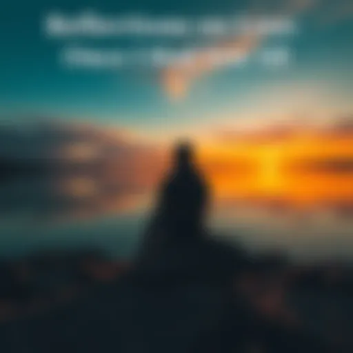 A person sitting alone on a rock by a peaceful lake, looking thoughtful as the sun sets behind them, symbolizing reflection and loss.