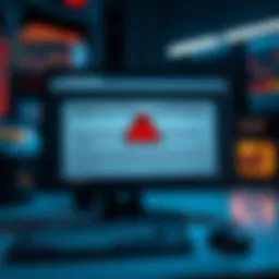 A computer screen displaying a deceptive email about expired KYC verification with a warning symbol
