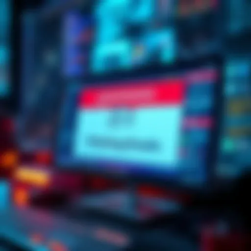 A computer screen displaying a warning about phishing emails and security updates, with a lock symbol for protection.