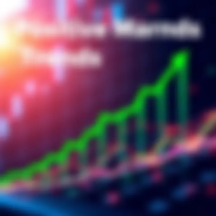 A graph showing an upward trend in the stock market with green arrows indicating growth and optimism.