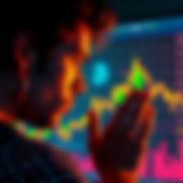 A person looking at a graph showing Bitcoin prices with a disappointed expression, symbolizing regret over not investing earlier.