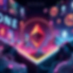 Illustration showing the Ronin Network logo with Ethereum symbols and gaming elements in the background