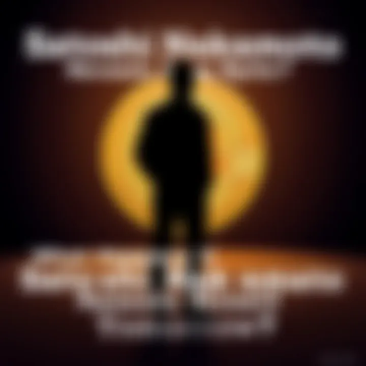 A silhouette of a person standing in front of a Bitcoin symbol, symbolizing the potential reveal of Satoshi Nakamoto's identity.