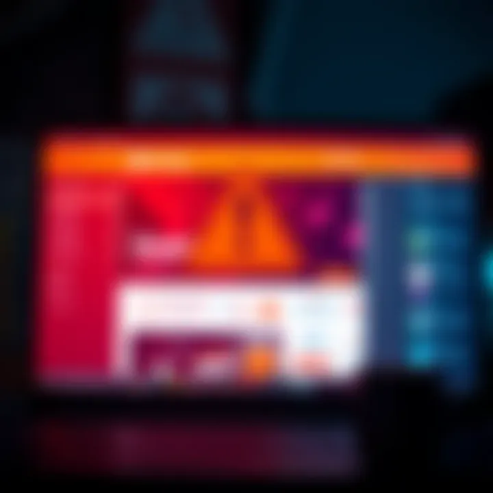 A warning symbol on a computer screen displaying a scam ad