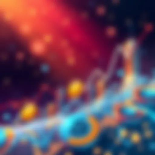 Illustration of stablecoins and AI impacting cryptocurrency in 2025, with rising graphs and digital currency symbols.