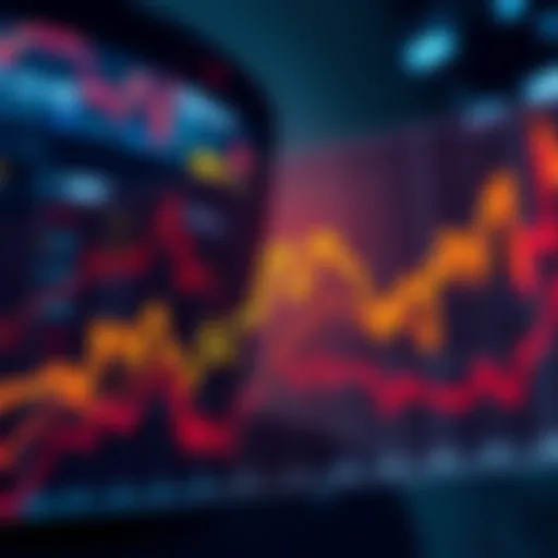 A chart showing stock market volatility with rising and falling lines, symbolizing changes in investments