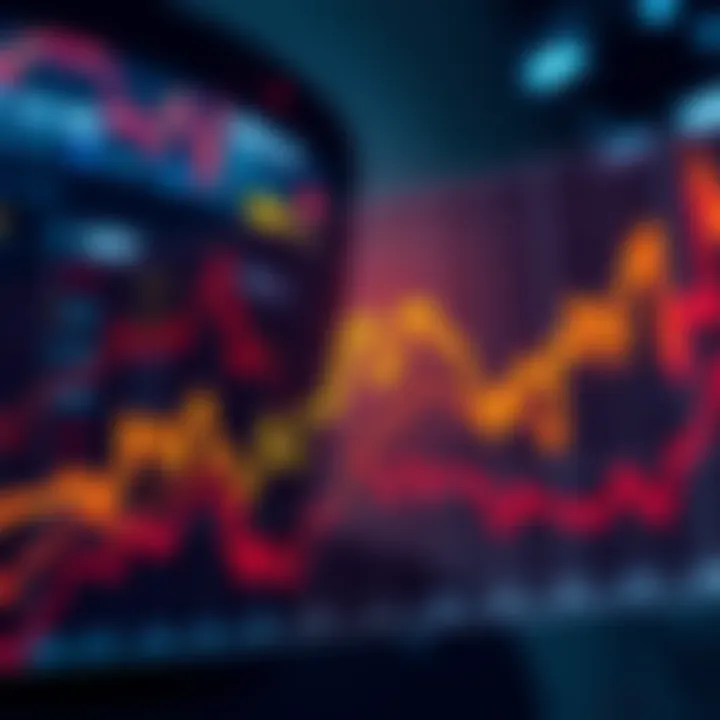 A chart showing stock market volatility with rising and falling lines, symbolizing changes in investments