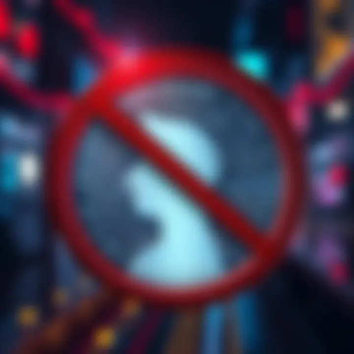 A warning sign with a crossed-out symbol over a digital coin representing SOL, indicating to avoid staking on exchanges due to price issues and missed opportunities.