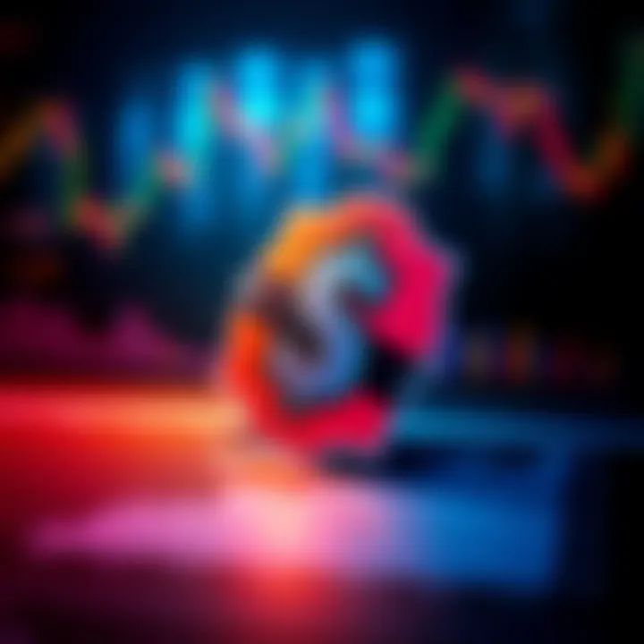 A colorful street sticker featuring a dollar sign placed on a financial chart, symbolizing speculative investment