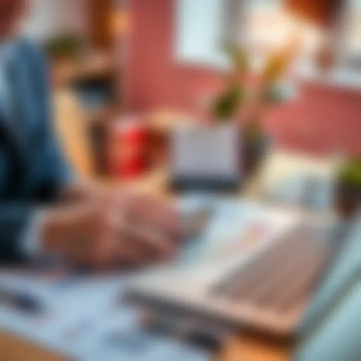 A person reviewing financial documents with a calculator and a laptop, considering tax strategies for selling assets.