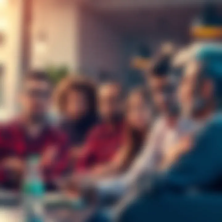 A group of people looking worried while discussing Theta token investments in a casual setting